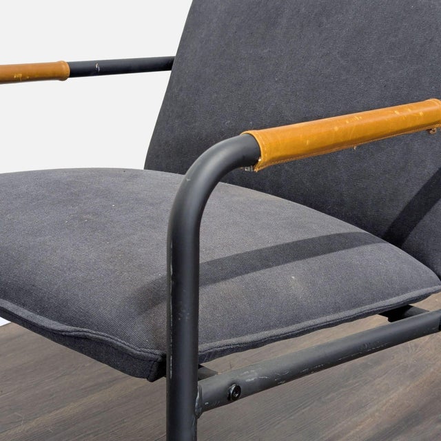 Sauder Boulevard Modern Black Lounge Chair With Metal Frame and Wood Accents For Sale In San Francisco - Image 6 of 8