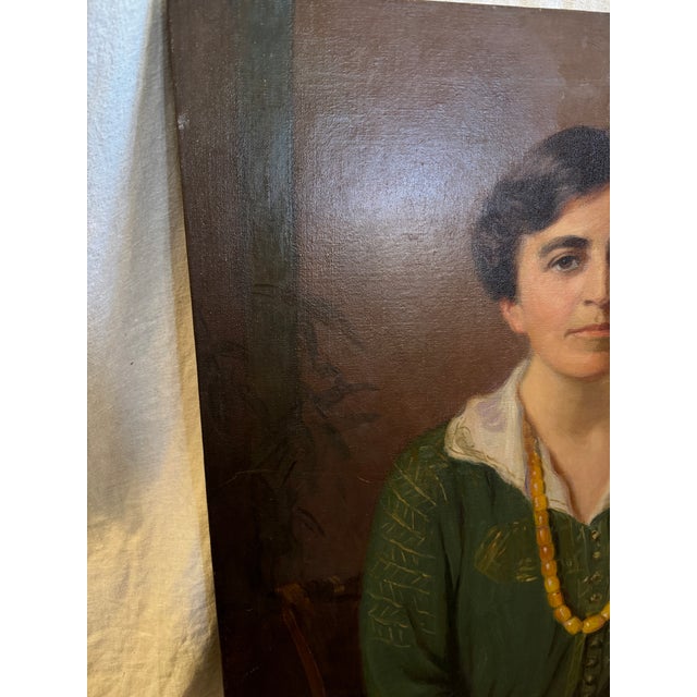 1920s/30s Large Antique Portrait Woman Oil Painting Canvas- 28x38” Lovely, large scale portrait of a woman from the 1920s...