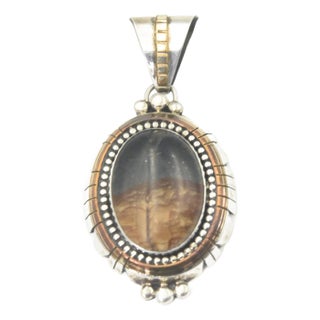 Zuni Native American Pietersite Sterling Silver Oval Pendant by Sensa Eustace For Sale