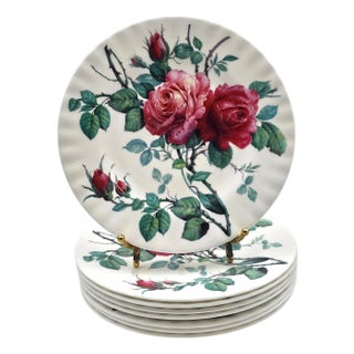 Roy Kirkham English Rose Fine Bone China Salad Plates, Set of 8, 8" For Sale