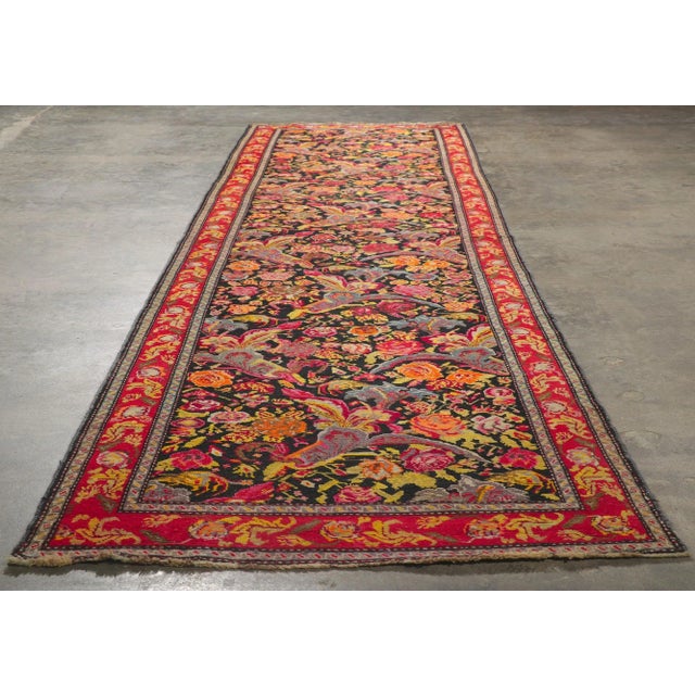 Textile Early 20th Century Antique Caucasian Karabakh Hallway Rug, 03'10 X 16'00 For Sale - Image 7 of 9
