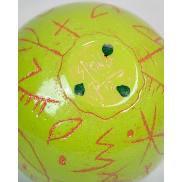 Round Vase with Green Glass Clock by Lene Regius, 1990s For Sale - Image 6 of 8