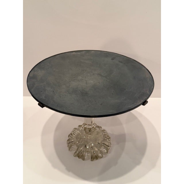 Round Cut Crystal Base Side Table For Sale - Image 4 of 11