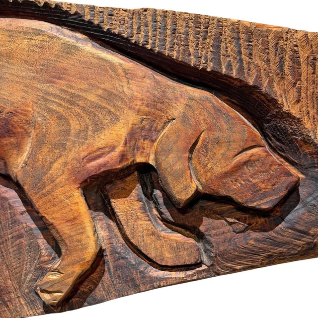 Early 21st Century American Folk Art Carved Wood Labrador Panel on Custom Wall Mount For Sale - Image 5 of 11