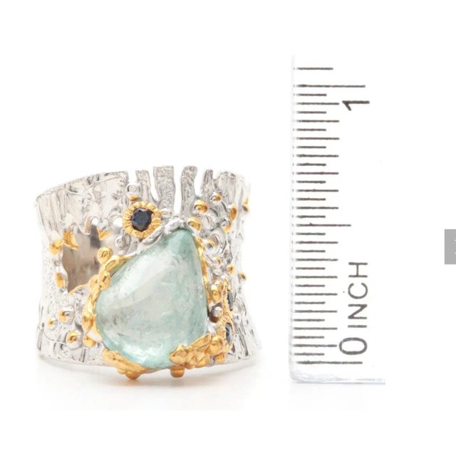 This is part of Chairish’s Fine Jewelry assortment. A Stunning artist designed Brutalist Sterling Silver and Vermeil, Pear...