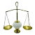 Vintage Brass & Milk Glass "Balance of Justice" Weight Scales For Sale