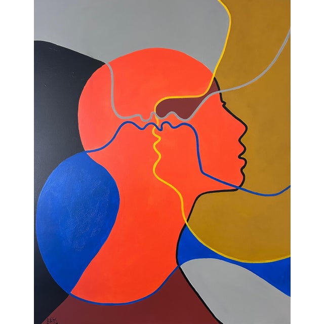 Marie Bec, Orange Head, Acrylic on Canvas For Sale - Image 3 of 6