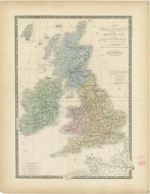 Antique Map of the United Kingdom and Ireland, 1875