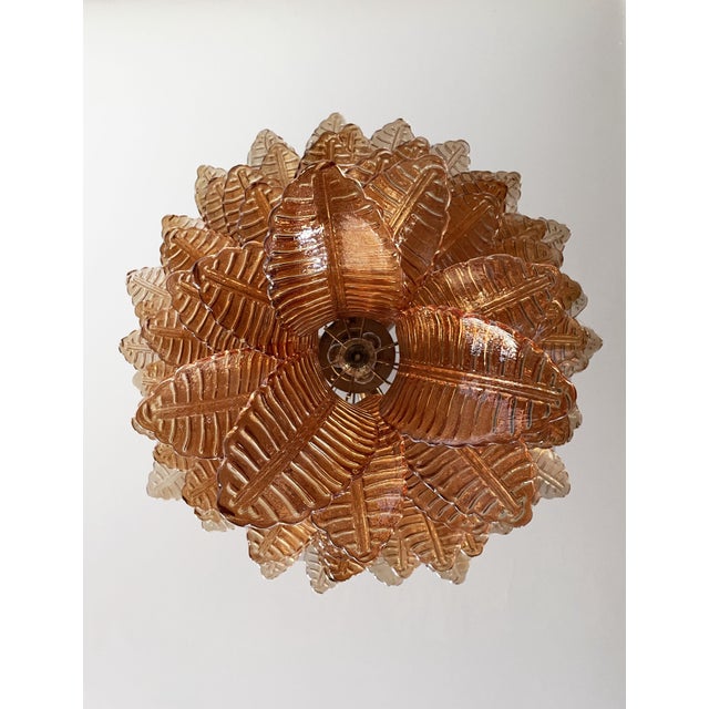 1990s Large Italian Amber Murano Glass Felci Chandelier, 1990 For Sale - Image 5 of 18