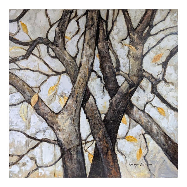 Mid Sized Twisted Branches Acrylic on Canvas Painting. For Sale