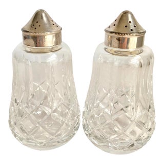 Vintage Waterford Crystal Silver Plated Salt and Pepper Shakers a Pair For Sale