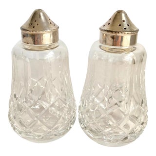 Vintage Waterford Crystal Silver Plated Salt and Pepper Shakers a Pair For Sale