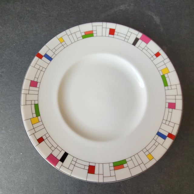Mid-Century Modern Kate Spade Lenox Gramercy Park Dessert Plates Set of 11 Geometric Pattern For Sale - Image 3 of 9