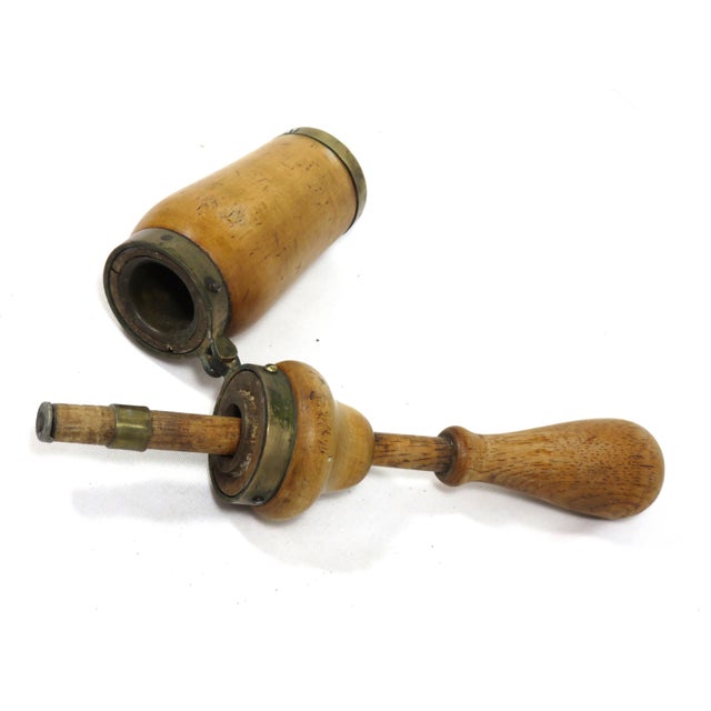 1900s Americana Wood & Brass Wine Bottle Cork Press Chairish