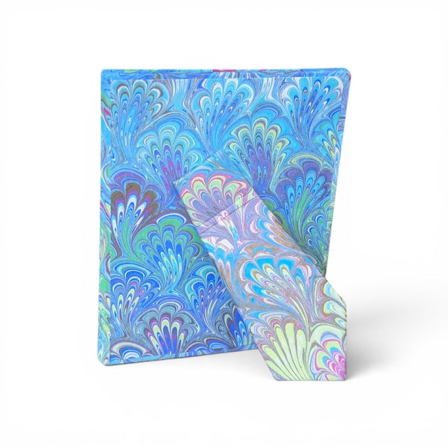 Turquoise Italian Marbled Paper Firenze Tabletop Picture Frame For Sale - Image 8 of 11