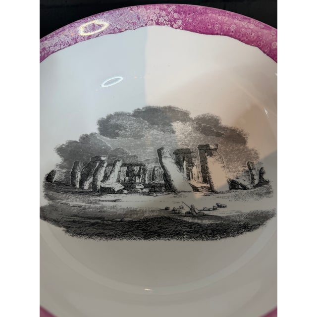 Vintage Fornasetti Style Pink Splash Luster Serving Bowl | Chairish