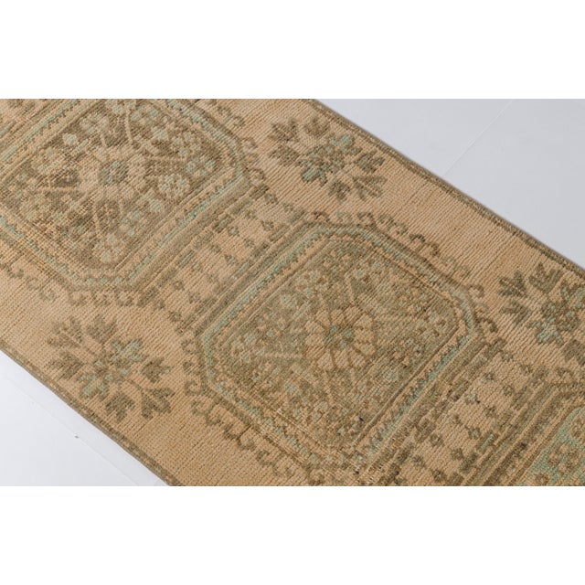 Tan Eart Tones Oushak Vintage Runner For Sale - Image 8 of 9