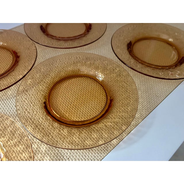 Arcoroc Smokey Amber Glass Plates Set Vintage Dinnerware Brown Glass