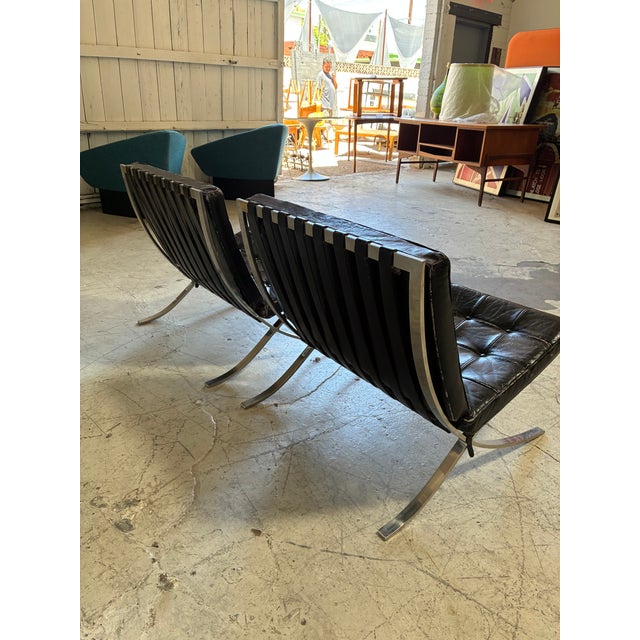 Vintage Knoll Barcelona Lounge Chairs by Mies Van Der Rohe - A Pair For Sale - Image 11 of 14