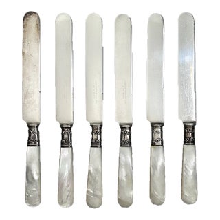 Early 20th Century Set of 6 Sterling Silver Knives With Mother-of-Pearl Handles by Landers, Frary & Clark For Sale