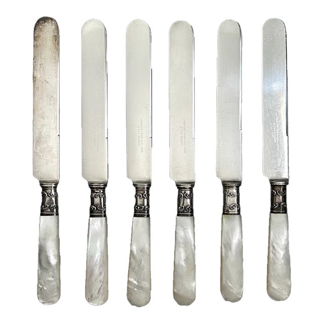 Early 20th Century Set of 6 Sterling Silver Knives With Mother-of-Pearl Handles by Landers, Frary & Clark For Sale