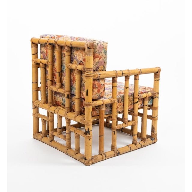 Mid-Century Bamboo and Rattan Armchairs attributed to Vivai del Sud, Italy, 1970s, Set of 2 For Sale - Image 8 of 16