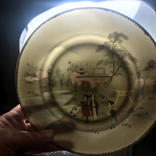 Antique Late Meiji Japanese Satsuma Kutani Eggshell Plates - Set of 9 For Sale - Image 4 of 10