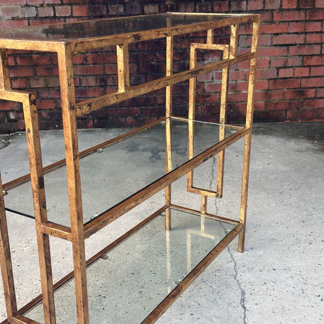 Gold Vintage Maison Jansen Style Hollywood Regency Bespoke Hand Gilt Etergeres Bookcase-Newly Painted For Sale - Image 8 of 12
