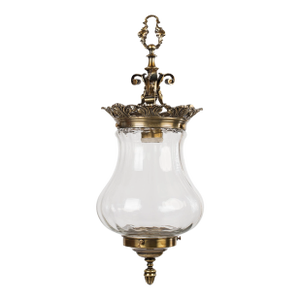 1950s French Brass & Glass Bell Jar Lantern