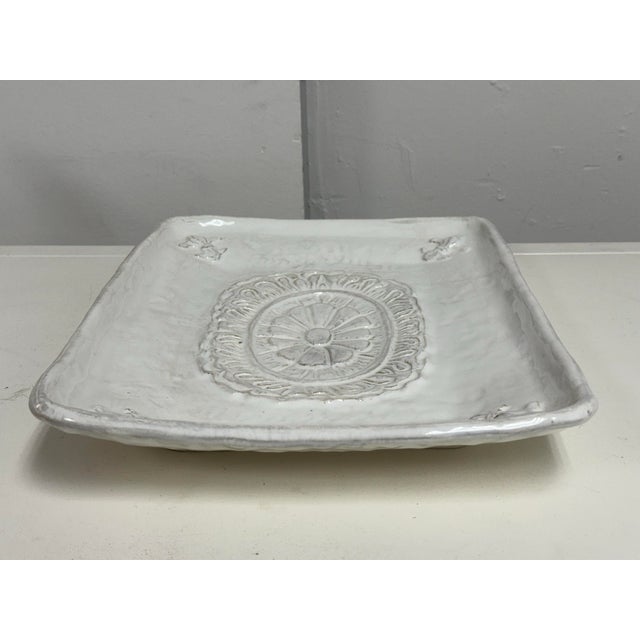 2010s Arte Italica Fleur-De-Lis Rectangular Ceramic Platter For Sale - Image 5 of 12