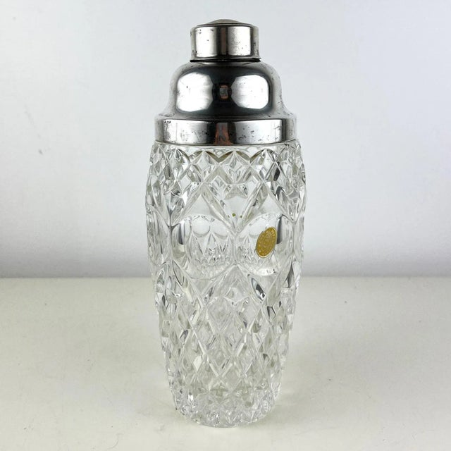 Vintage Italian Crystal and Silver Cocktail Shaker, 1940s For Sale - Image 3 of 11