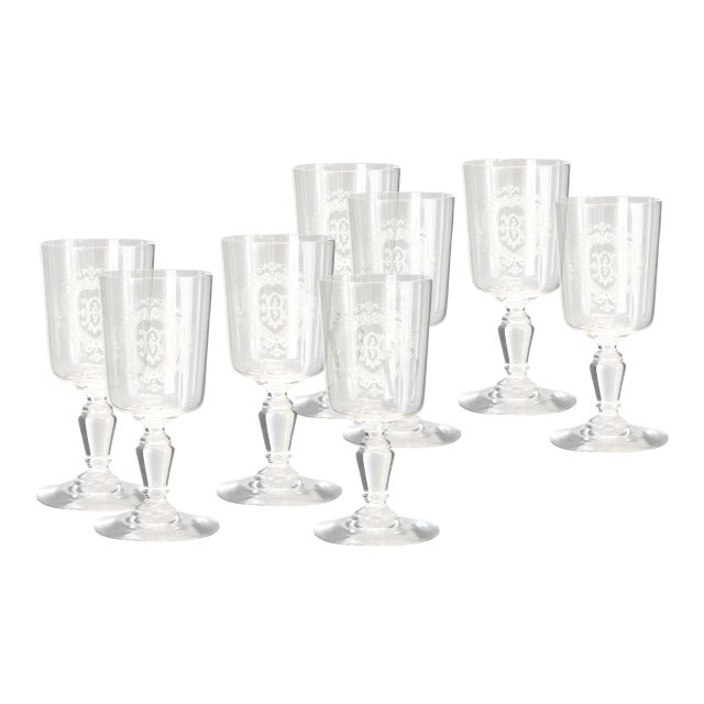 Antique French ‘B’ Monogram Stemware, Set of 8 For Sale