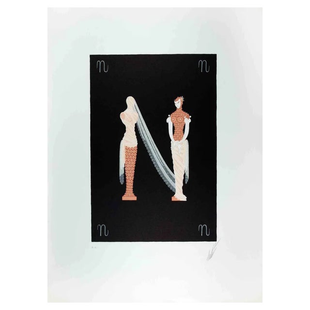 Erté, Letter N, 1970s, Lithograph For Sale