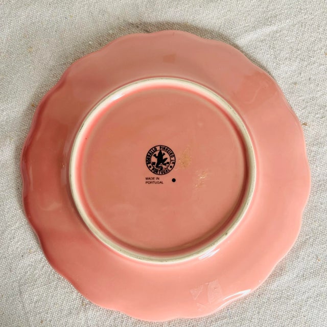 Bordallo Pinherio pink dogwood pattern plate. Measures 8” diameter. Marching teapot available in a separate listing.