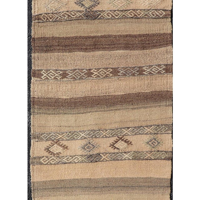 Brown Earthy Toned Vintage Turkish Kilim Runner With Geometric Motifs 2'5 X 7'3 For Sale - Image 8 of 10