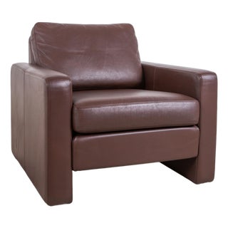 Conseta Leather Armchair in Brown Coffee Mahogany with Headrest by COR For Sale