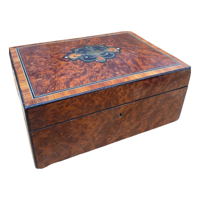 Napoleon III Elm Burl and Marquetry Box For Sale