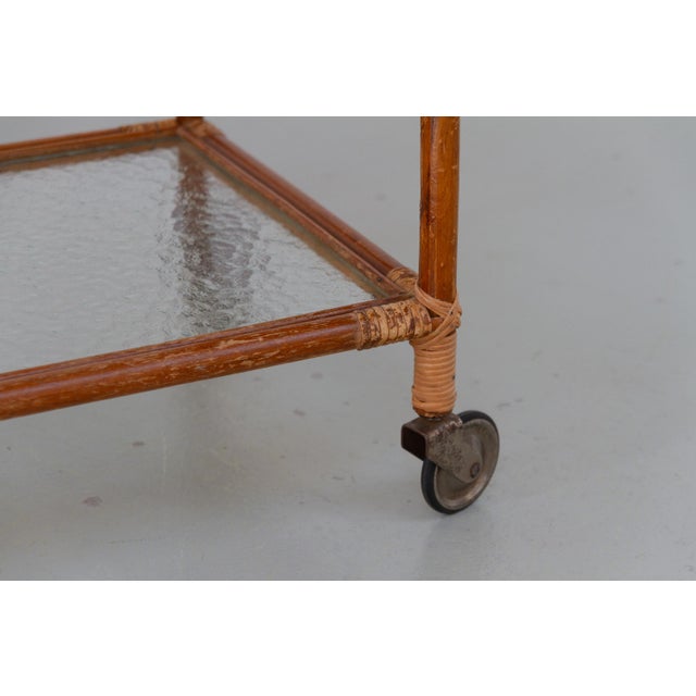 Danish Bamboo and Rattan Bar Cart, 1950s For Sale - Image 17 of 18