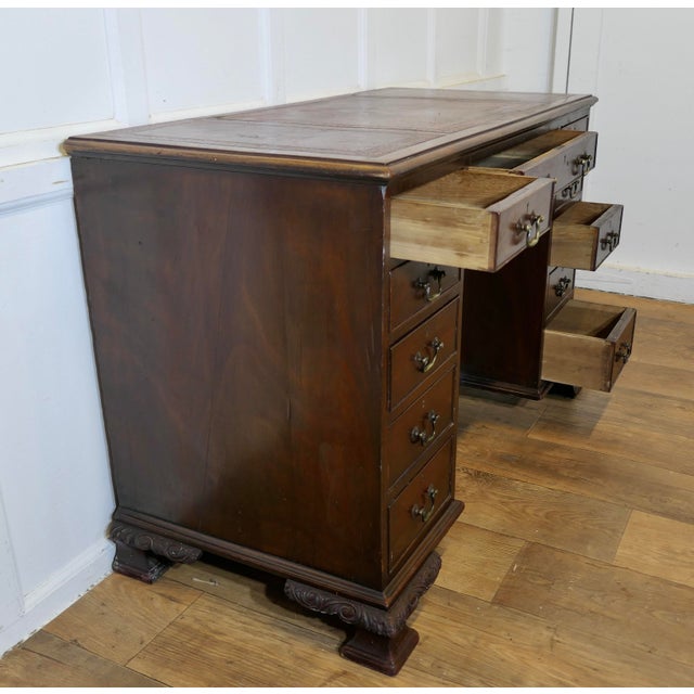 Large Victorian Walnut Knee Hole Desk For Sale - Image 6 of 12