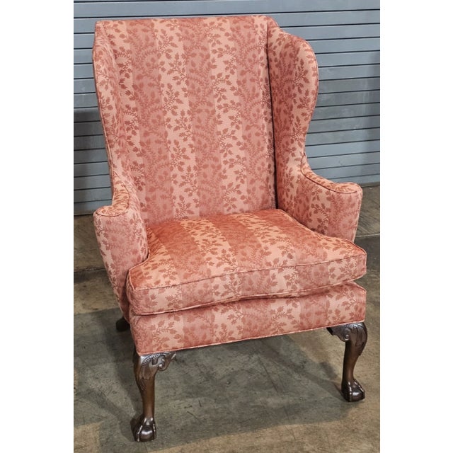 Kittinger Late 20th Century Kittinger Colonial Williamsburg Mahogany Wing Chair Cw 104 Claw & Ball Feet For Sale - Image 4 of 13