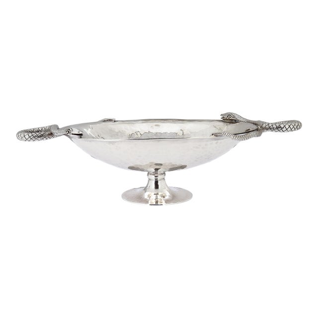 Pampaloni Bicherografia Sterling Silver Vide Poche or Bowl With Snake Handles For Sale