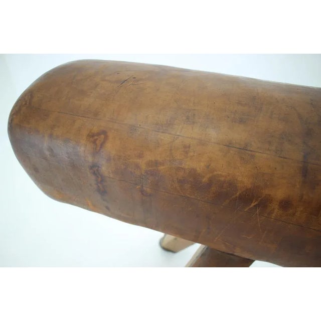 Large Adjustable Gymnastic Leather Pommel Horse, 1950s For Sale - Image 4 of 9