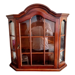 Vintage Dutch Glazed Wall Display Cabinet in Curio Vitrine, Netherlands, 1960s For Sale