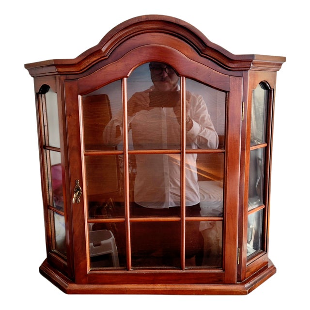 Vintage Dutch Glazed Wall Display Cabinet in Curio Vitrine, Netherlands, 1960s For Sale