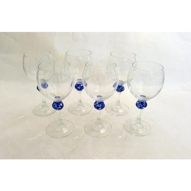 Vintage Stemmed Wine Glasses by Luminarc France, 1980s, Set of 6 For Sale - Image 4 of 12