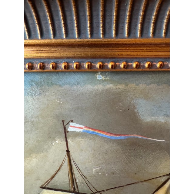 1960s 1960s After Willem Van De Velde the Younger, "The Royal Yacht Cleveland" — Vintage French Marine Oil Painting, Galerie Anderson-Mayer Paris Provenance For Sale - Image 5 of 7