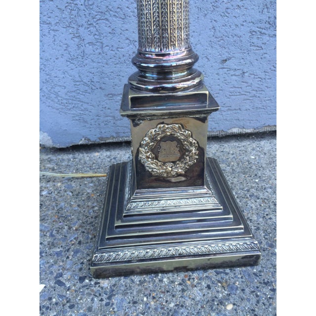 Silver Neoclassical Column Table Lamp For Sale In New York - Image 6 of 8