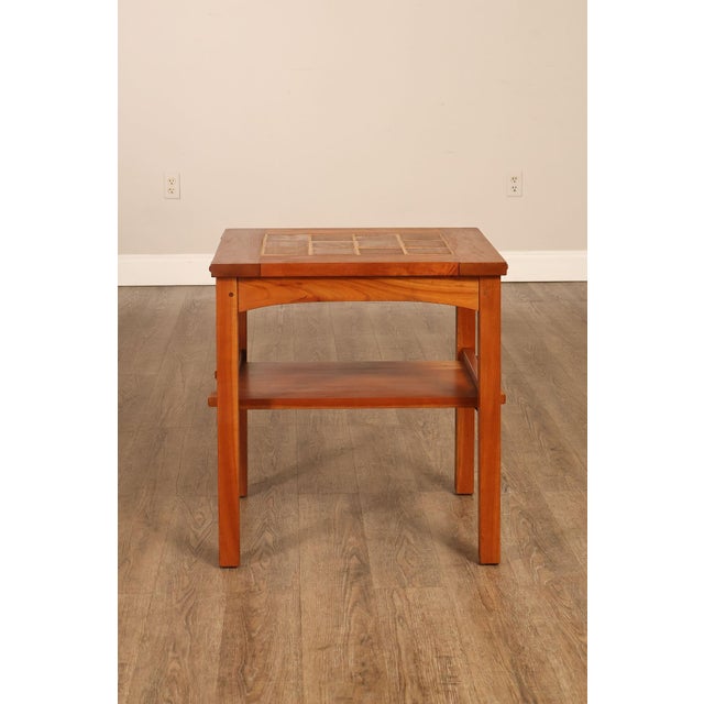 Stickley Mission Collection Pair Of Cherry Tile Top End Tables For Sale - Image 15 of 18