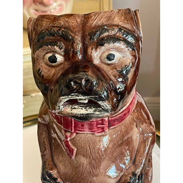 Majolica Pug Dog Pitcher, C1880-1900 For Sale - Image 4 of 11