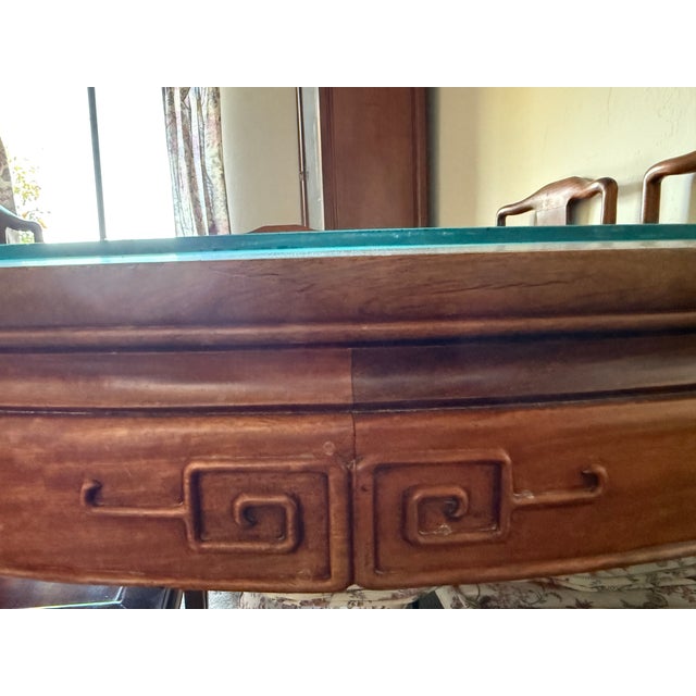 Brown 1950s Chinese Ming Style Rosewood Hand-Carved Dining Table With 6 Chairs - Set of 7 For Sale - Image 8 of 10